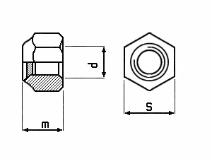 Technische Zeichnung für Sicherungsmuttern ISO 10511 gelb verzinkt (A3C)